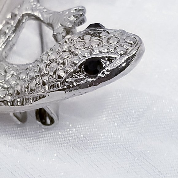Vintage Sparkly Silver Tone Lizard Brooch/Pin - Picture 5 of 8
